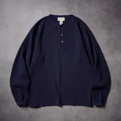 90s Eddie Bauer ヘンリーネック サーマル ロンT ダークネイビーのサムネイル
