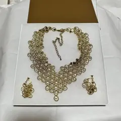 QVC 琥珀グラデーションネックレス イヤリングセット ゴールドのサムネイル