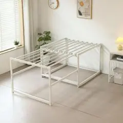 伸長式ベッド シングル 高さ75cm 下収納 来客用 省スペース ホワイトのサムネイル
