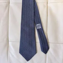 エルメス HERMES ネクタイ ネイビー チェーン柄 総柄 813 MA