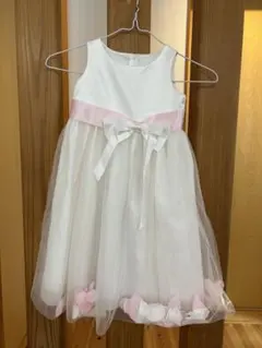 【110cm】キッズドレス ホワイト ピンク