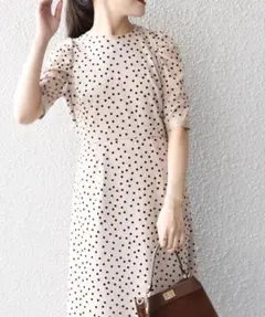 シップス　リトルブラック　ドット柄チュールワンピース