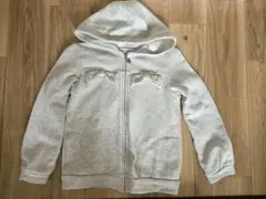 【mezzo piano】リボン付きグレー130cmパーカー