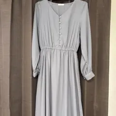 ハニーズ♡ボタン付きVネック長袖ワンピース