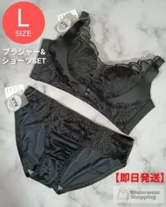 極ふわパット内蔵　楽ブラ　盛りブラ　ブラックL　ノンワイヤー　ブラジャーショーツのサムネイル