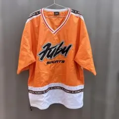 90s FUBU 半袖 ゲームシャツ ヒップホップ ストリート B系 オレンジのサムネイル