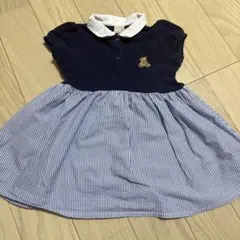 petit main 半袖ワンピース 90cm ネイビー