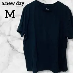 a.new day 【M】黒 半袖 Tシャツ シンプル レディース トップス