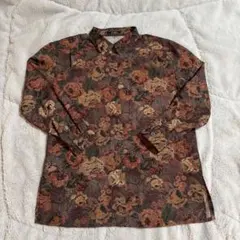Leilian レリアン レトロ 柄シャツ 古着 ゴブラン柄 トップス 9号
