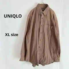 UNIQLO ユニクロ　フランネルシャツ　XL 千鳥格子柄　ブラウン　長袖