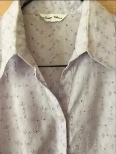 綿刺繍フルレース薄紫 半袖 シャツのサムネイル
