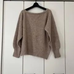 SHENERYベージュ ボートネック 長袖ニット