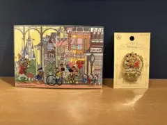ディズニーランドホテルピンバッジ&東京ディズニーランドポストカードステッカー