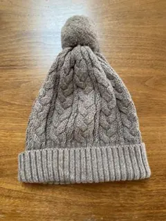 無印良品 キッズ ニット帽 ポンポン付き ブラウン