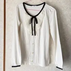 Honeys 春服　ブラウス　白　黒　モノトーン　レース　フリル