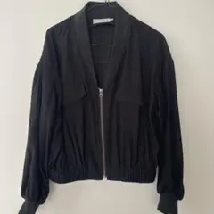 AZUL by moussyブラック ジャンパー ルーズフィット