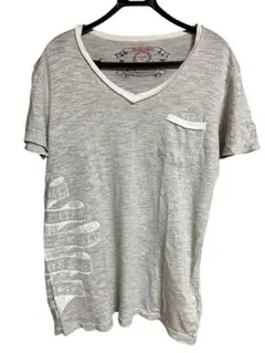 グレー Vネック Tシャツ 半袖 ポケット付き　ディーゼル