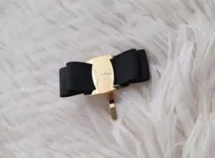 黒リボン ヘアカフ(ポニーフック)