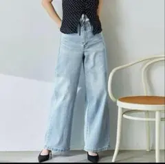 SOMETHING LISA ワイド デニム パンツ バギー ジーンズ Lのサムネイル