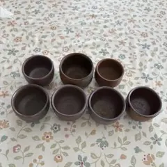 陶器製お猪口 7個セット 茶色系