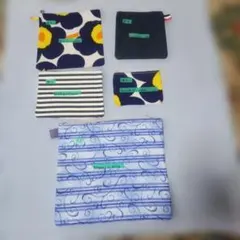 サイズ色々ポーチ5点セット【No.19】