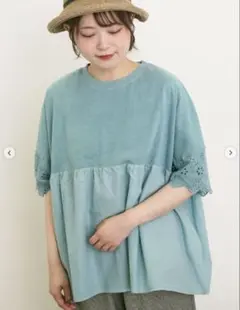 ☆サマンサモスモス☆袖レースギャザーカットソー　ミントのサムネイル