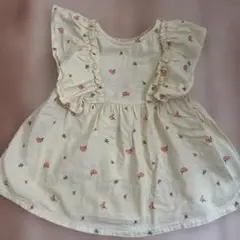 フリル袖 花柄 トップス 100