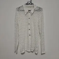 mystic ホワイト レース編み シャツ Fサイズ