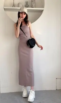 ニットキャミワンピース FREEサイズ ベージュ GRL