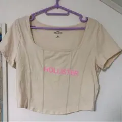 HOLLISTER ベージュ クロップドTシャツ Lサイズのサムネイル