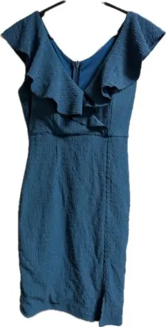 DAZZY フリル付き青色ドレス Mサイズ