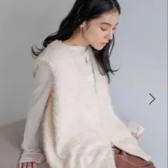 【値下げ】LOWRYS FARM シャギーZIP ベスト アイボリー