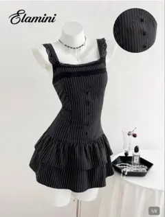SHEIN Elamini ブラックストライプ ワンピース