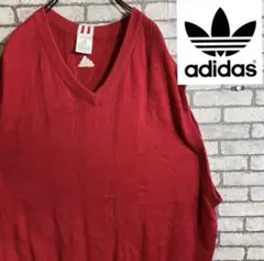 アディダス　ニット　ベスト　赤　90s vネック us古着 古着のサムネイル