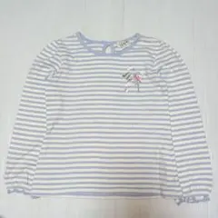 120★エニィファム★リボン付き！バンビちゃんプリント！ボーダーTシャツ★