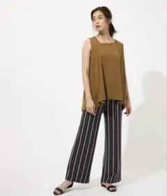 アズールバイマウジー　ストライプパンツ　Sサイズ　ネイビー　ポケット付き