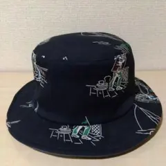 Kaorinomori イラスト柄 ハット 帽子 ネイビー系 57cm