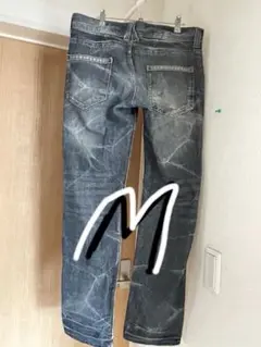 ダメージ加工 ストレートデニムパンツ ダークブルー　ウエスト82 股下83