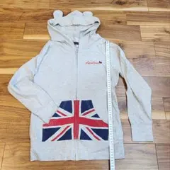 LOVETOXIC キッズ ジップパーカー グレー 150サイズ 耳付きフード