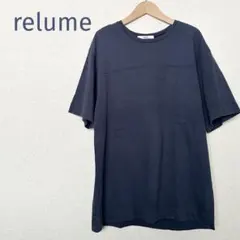 relume ネイビー　五分袖カットソー フリーサイズ　大きい　コットン100%のサムネイル