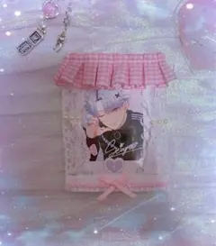 硬質ケース ホイップデコ お店風 レースデコ トレカケース ピンク カーテン風