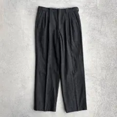 90s ヴィンテージ古着 2タックウールスラックス チェック柄 グレー W33