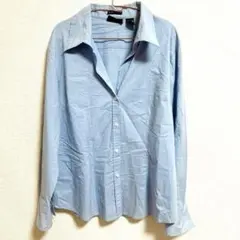 【 XL 】長袖 シャツ トップス 水色 春 夏 ライトブルー