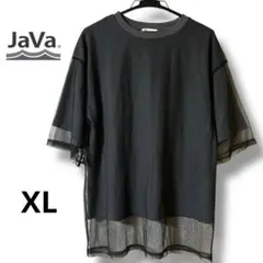 美品《Java》チュールレイヤードバックプリントTシャツ　XL ゆったりサイズ
