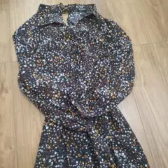 nano・universe 花柄シャツワンピース 長袖