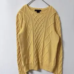 PRESWICK&MOORE 【M】ケーブルニットセーター イエロー［1点物］
