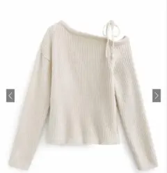 『GRL』ワンショルダーリボンリブニットトップス[th004]