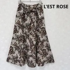 L'EST ROSE レストローズ 花柄 フレアロングスカート リボン 総柄 Sのサムネイル