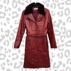 ★࿐໒꒱ ⡱SCOOP ロングレザーコート ボルドー★࿐໒꒱ ⡱のサムネイル