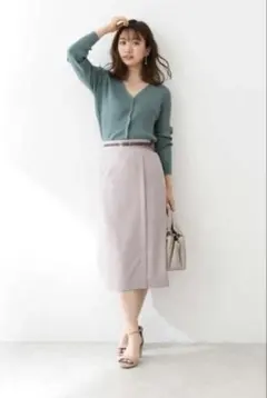 プロポーションボディドレッシング　ベルト付きフロントタックタイトスカート